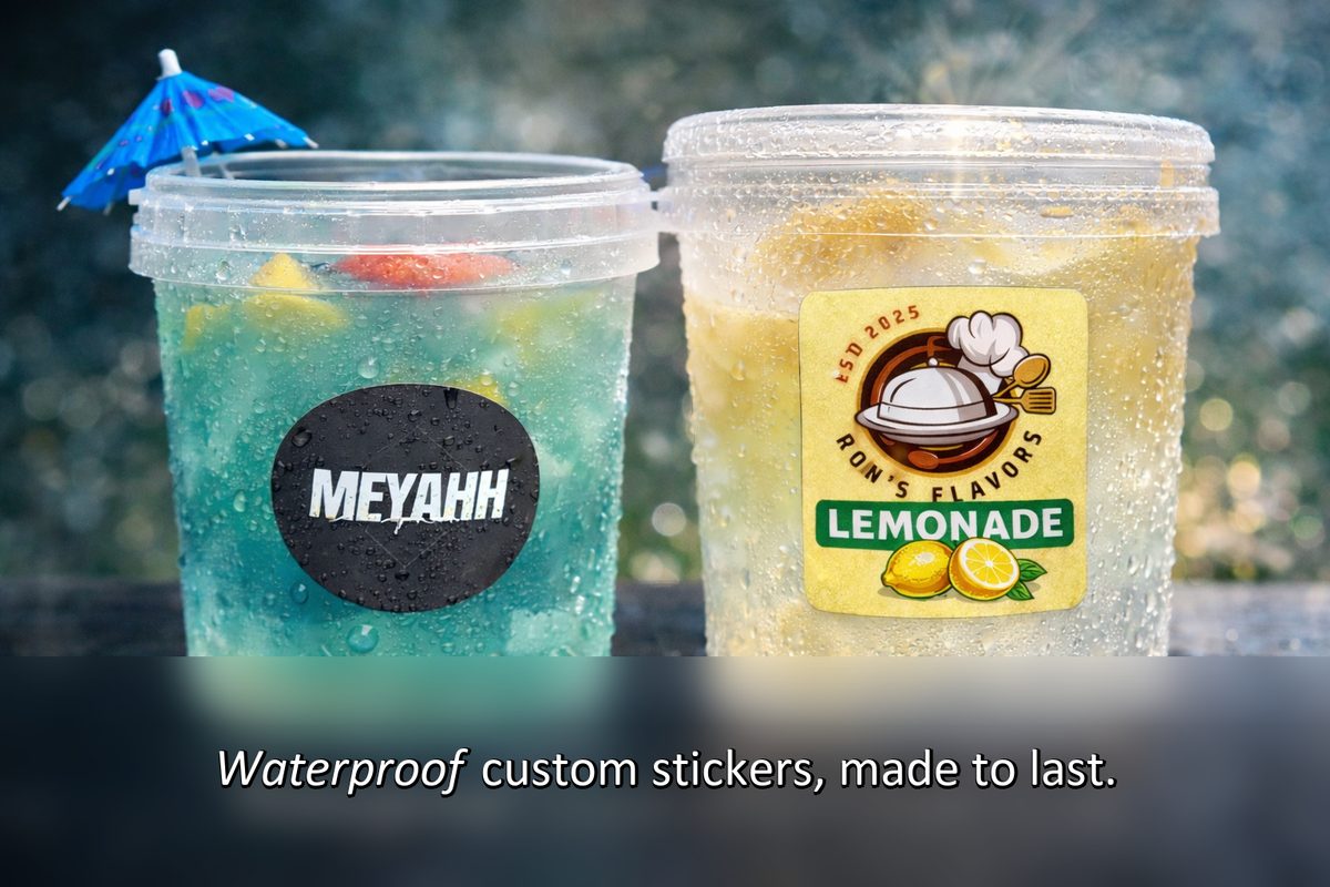 Waterproof custom stickers and labels